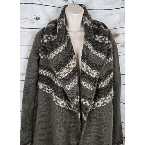 Vince Brown Embroidered Sweater Cardigan S Alpaca Cashmere Shawl Collar - Picture 2 of 8